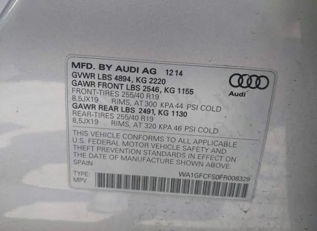 Photo 8 VIN: WA1GFCFS0FR008329 - AUDI Q3 