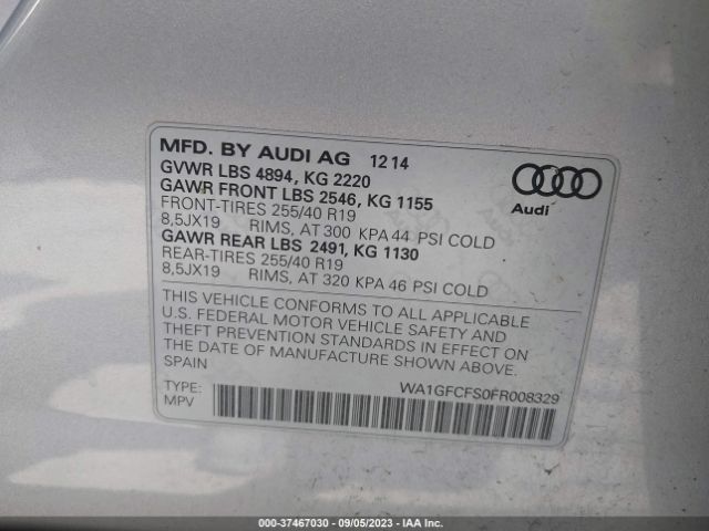 Photo 8 VIN: WA1GFCFS0FR008329 - AUDI Q3 