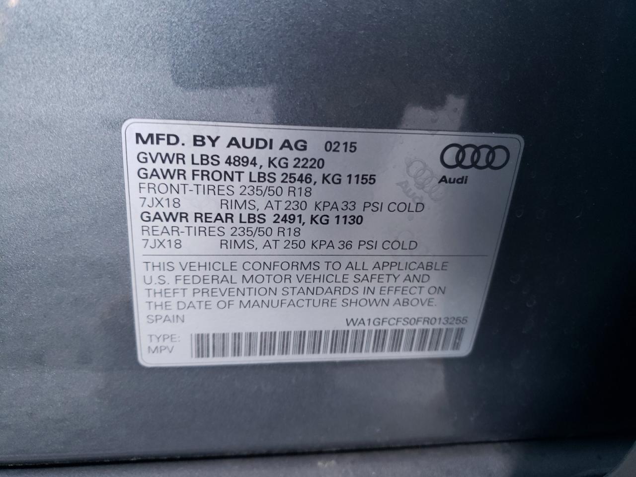 Photo 13 VIN: WA1GFCFS0FR013255 - AUDI Q3 