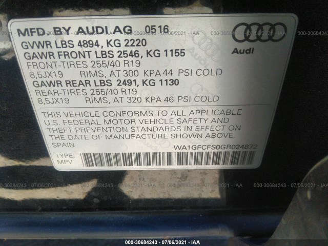 Photo 8 VIN: WA1GFCFS0GR024872 - AUDI Q3 