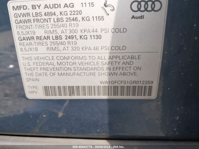 Photo 8 VIN: WA1GFCFS1GR012259 - AUDI Q3 