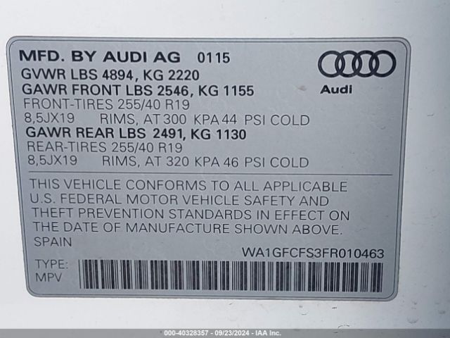 Photo 8 VIN: WA1GFCFS3FR010463 - AUDI Q3 