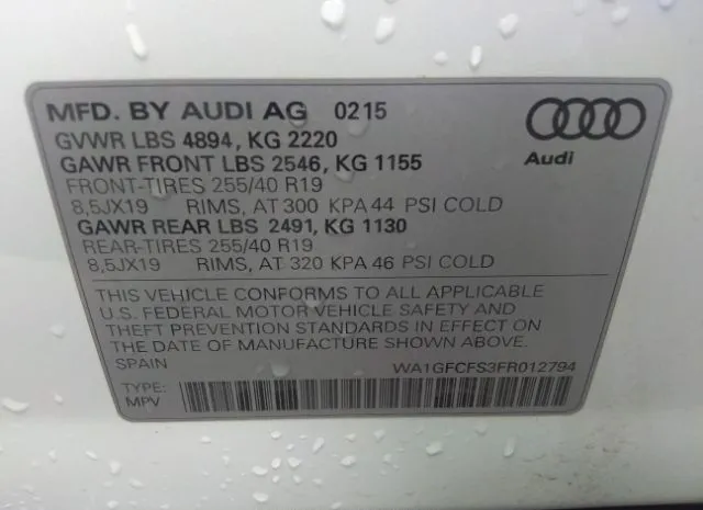 Photo 8 VIN: WA1GFCFS3FR012794 - AUDI Q3 