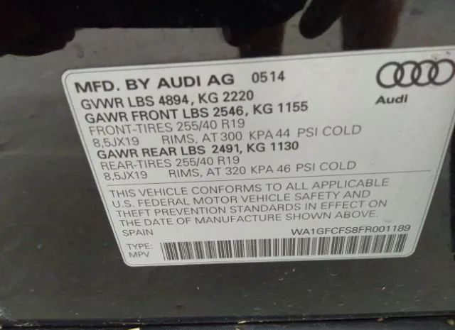 Photo 8 VIN: WA1GFCFS8FR001189 - AUDI Q3 