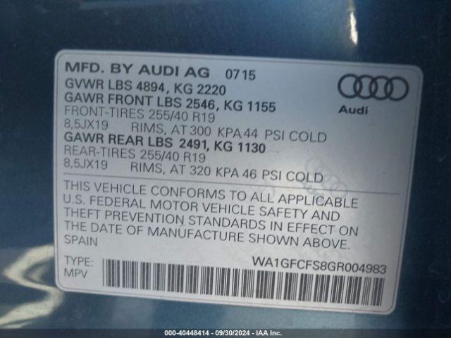 Photo 8 VIN: WA1GFCFS8GR004983 - AUDI Q3 