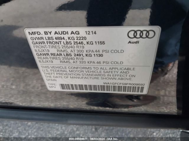 Photo 8 VIN: WA1GFCFS9FR009592 - AUDI Q3 