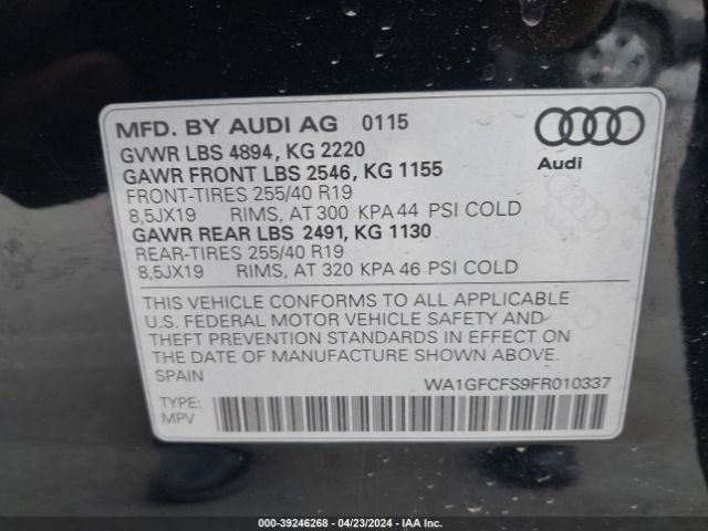 Photo 8 VIN: WA1GFCFS9FR010337 - AUDI Q3 