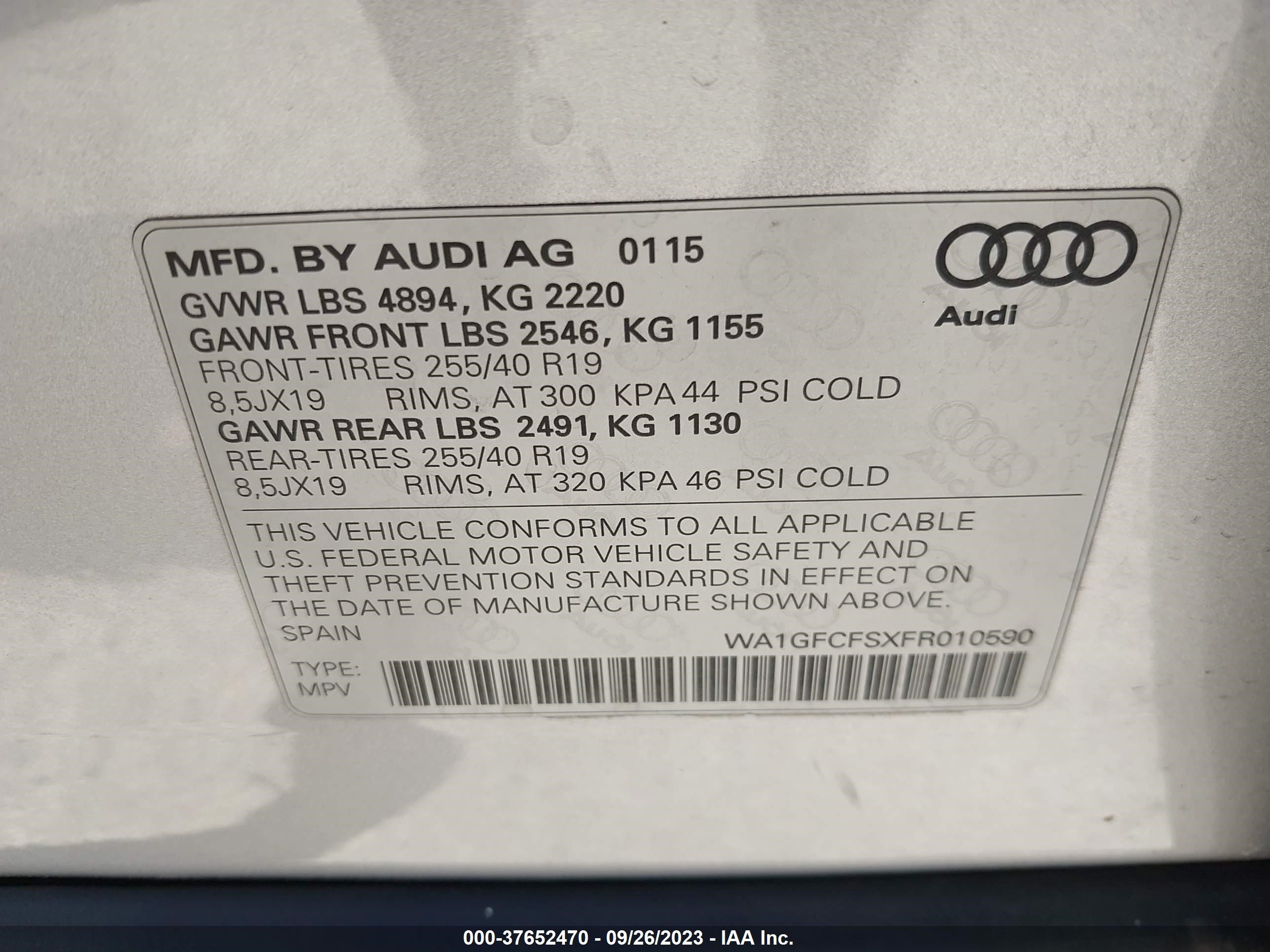 Photo 8 VIN: WA1GFCFSXFR010590 - AUDI Q3 