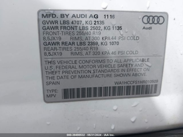 Photo 8 VIN: WA1HCCFS1HR010509 - AUDI Q3 