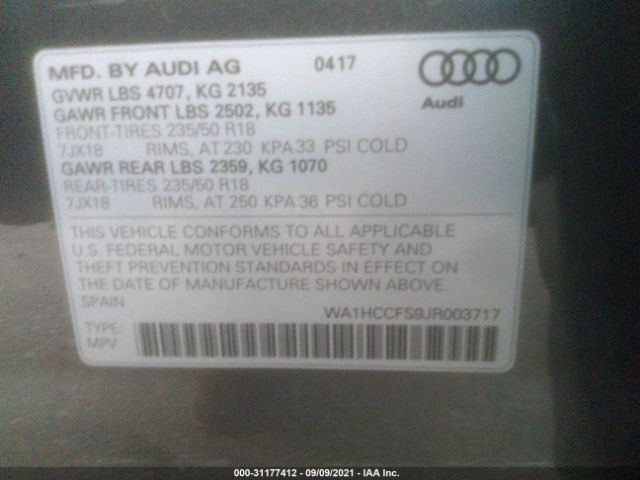 Photo 8 VIN: WA1HCCFS9JR003717 - AUDI Q3 