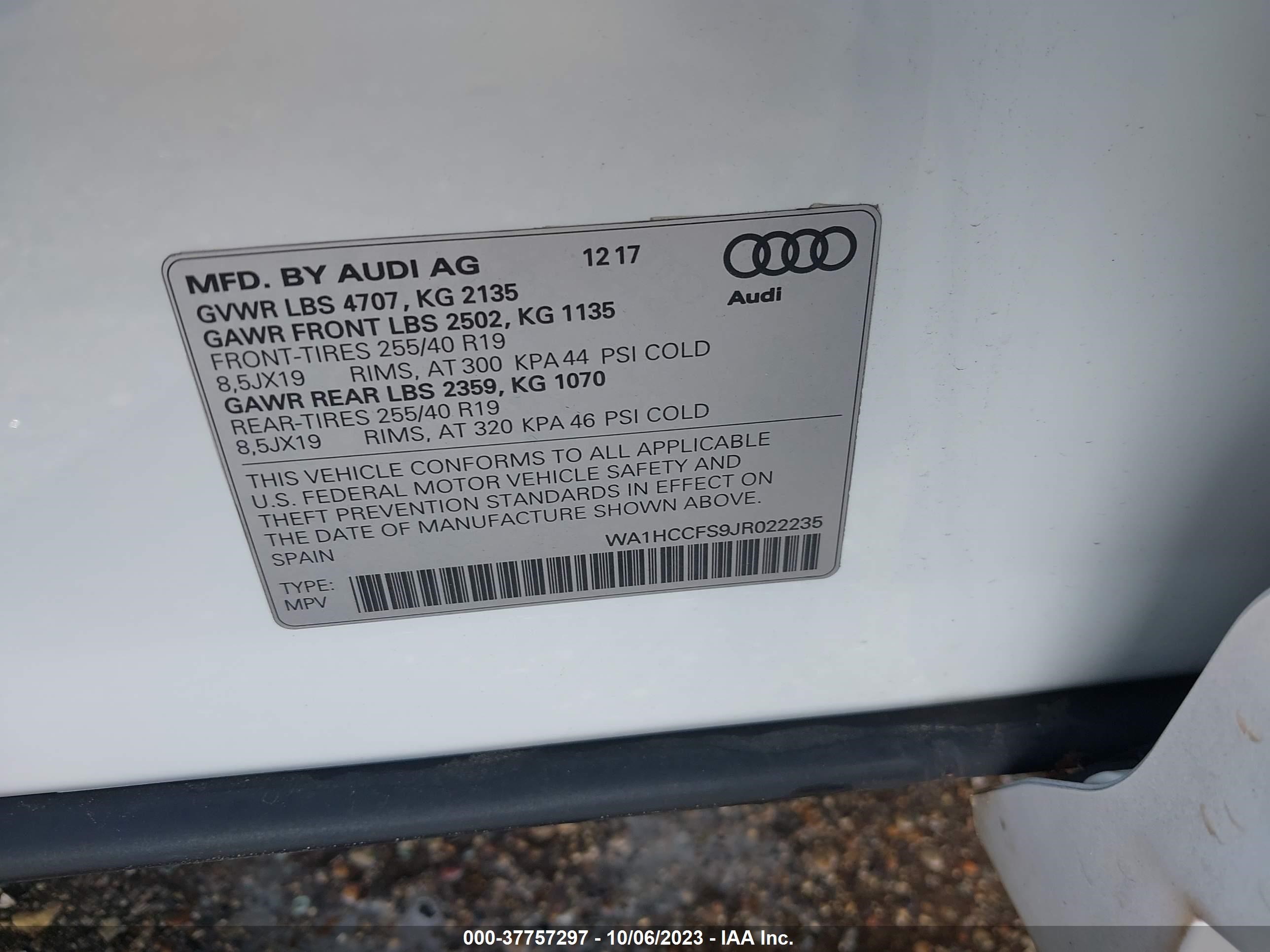 Photo 8 VIN: WA1HCCFS9JR022235 - AUDI Q3 