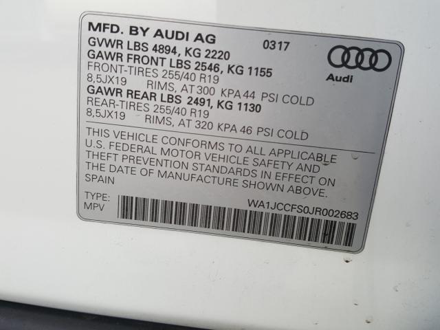 Photo 9 VIN: WA1JCCFS0JR002683 - AUDI Q3 