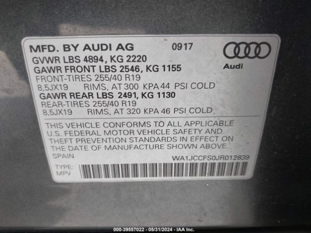 Photo 8 VIN: WA1JCCFS0JR012839 - AUDI Q3 