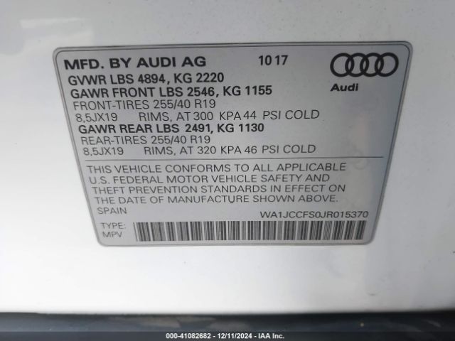 Photo 8 VIN: WA1JCCFS0JR015370 - AUDI Q3 