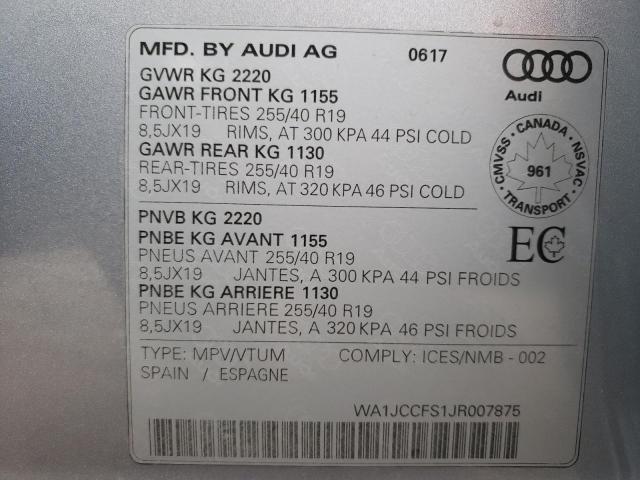 Photo 9 VIN: WA1JCCFS1JR007875 - AUDI Q3 PREMIUM 