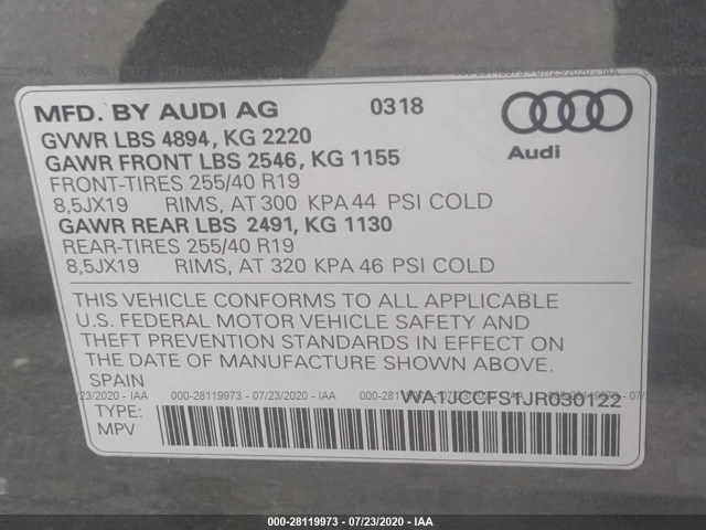 Photo 8 VIN: WA1JCCFS1JR030122 - AUDI Q3 