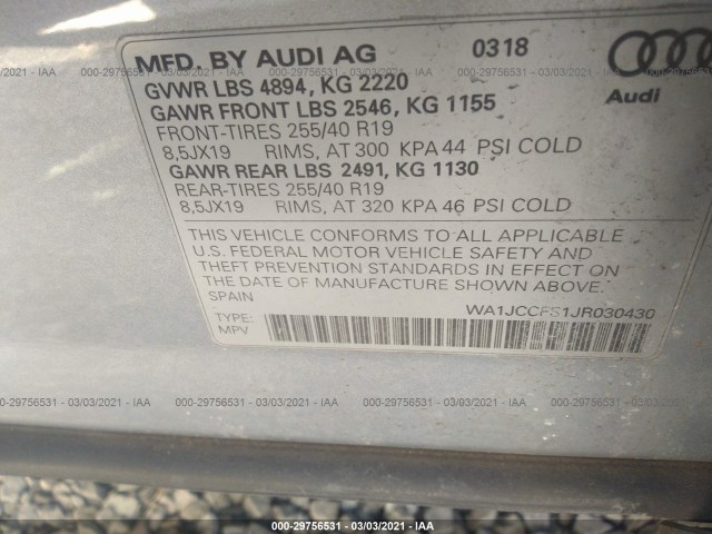 Photo 8 VIN: WA1JCCFS1JR030430 - AUDI Q3 