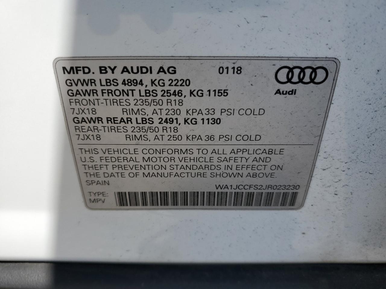 Photo 11 VIN: WA1JCCFS2JR023230 - AUDI Q3 