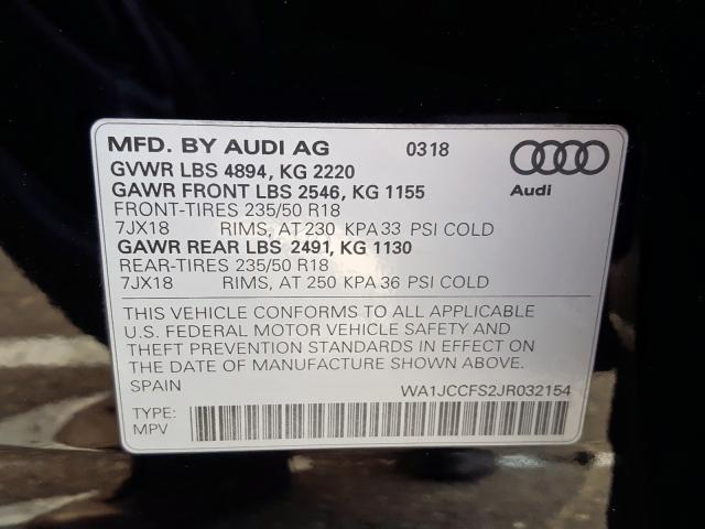 Photo 9 VIN: WA1JCCFS2JR032154 - AUDI Q3 PREMIUM 