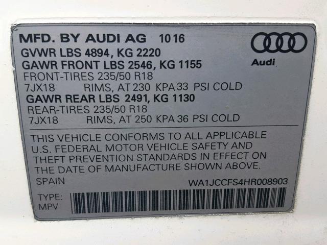 Photo 9 VIN: WA1JCCFS4HR008903 - AUDI Q3 PREMIUM 