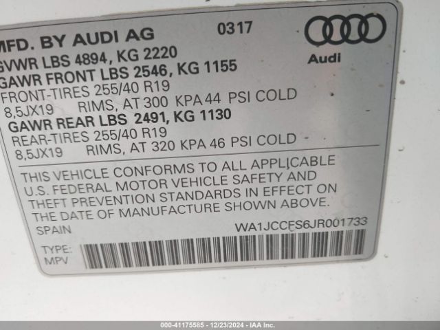 Photo 8 VIN: WA1JCCFS6JR001733 - AUDI Q3 