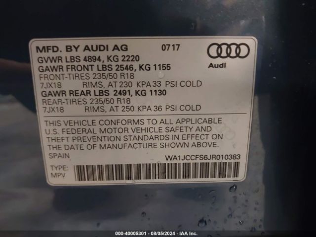 Photo 8 VIN: WA1JCCFS6JR010383 - AUDI Q3 