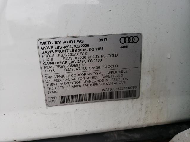 Photo 9 VIN: WA1JCCFS7JR012756 - AUDI Q3 PREMIUM 