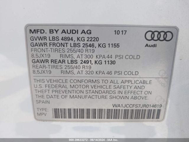 Photo 8 VIN: WA1JCCFS7JR014619 - AUDI Q3 