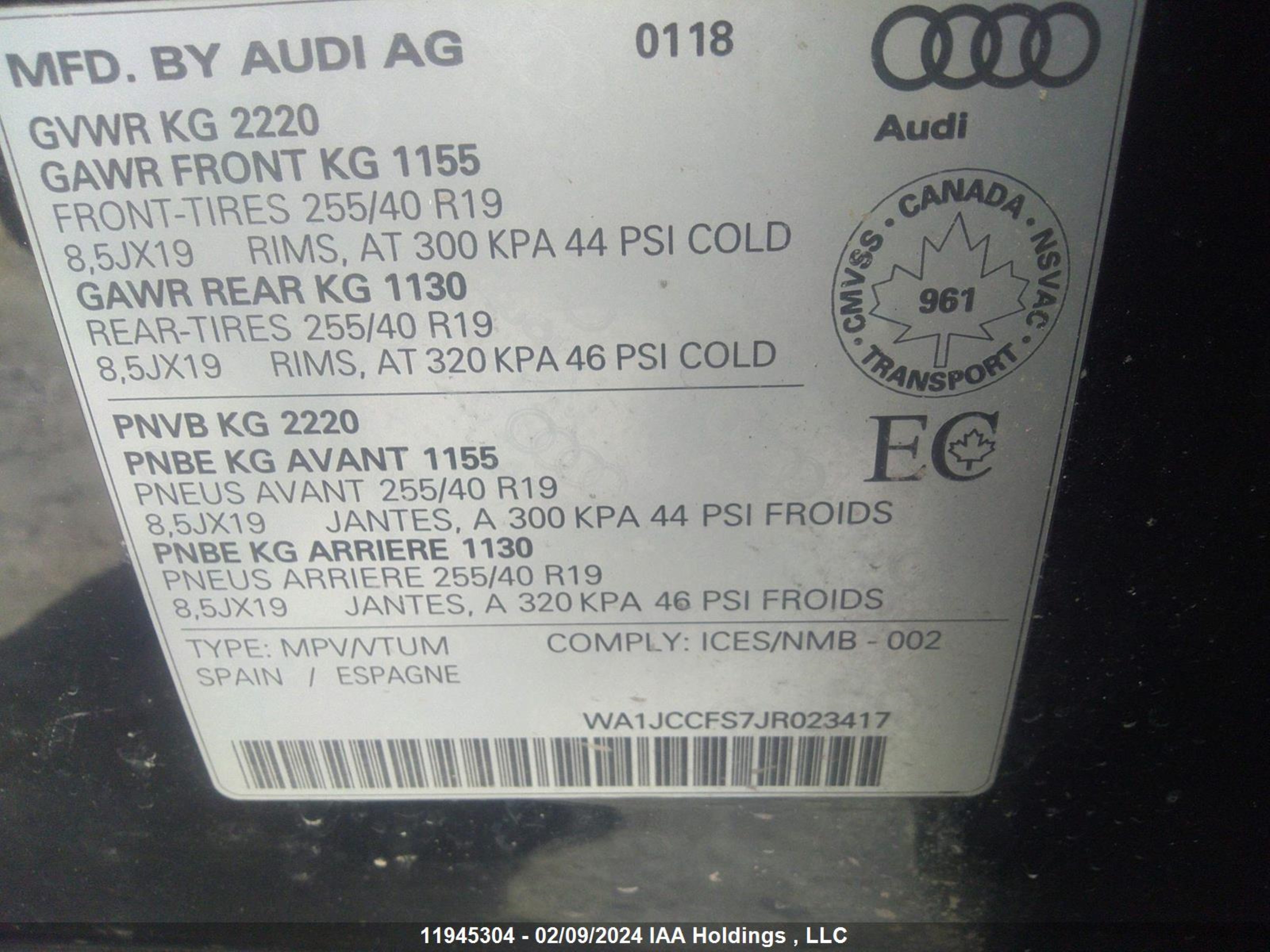 Photo 8 VIN: WA1JCCFS7JR023417 - AUDI Q3 