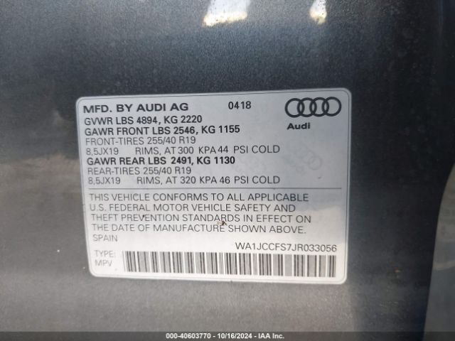 Photo 8 VIN: WA1JCCFS7JR033056 - AUDI Q3 