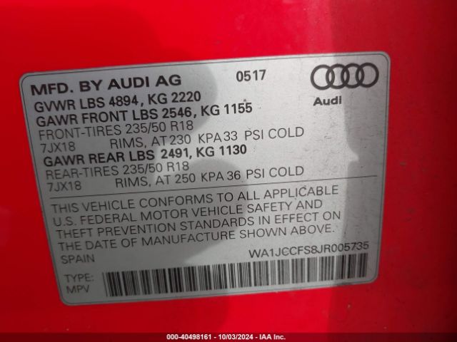 Photo 8 VIN: WA1JCCFS8JR005735 - AUDI Q3 