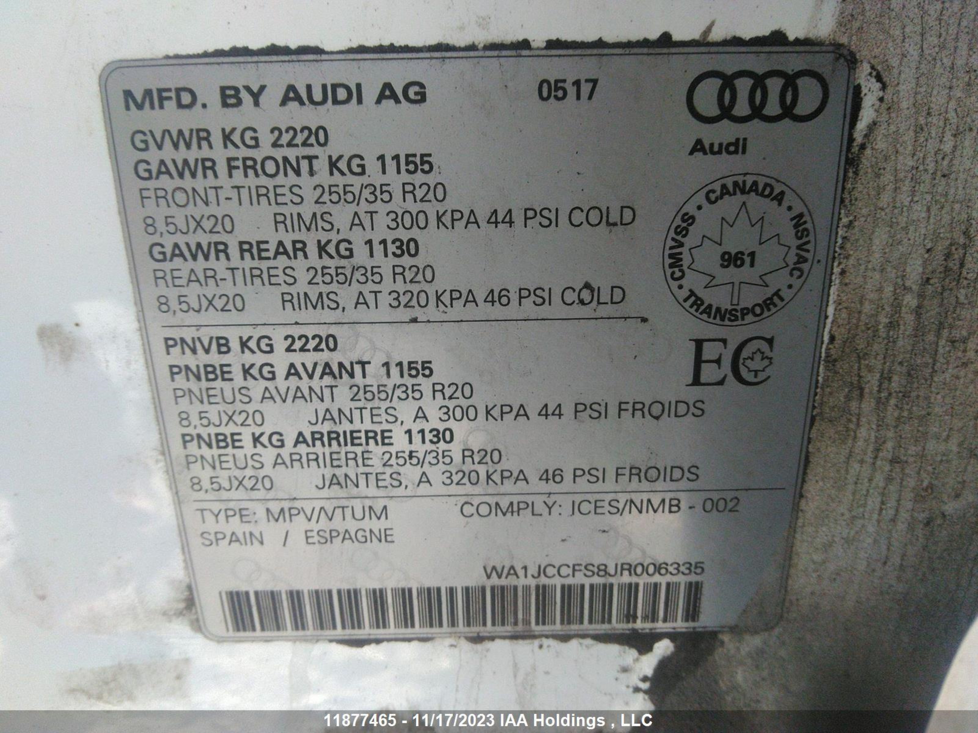 Photo 8 VIN: WA1JCCFS8JR006335 - AUDI Q3 