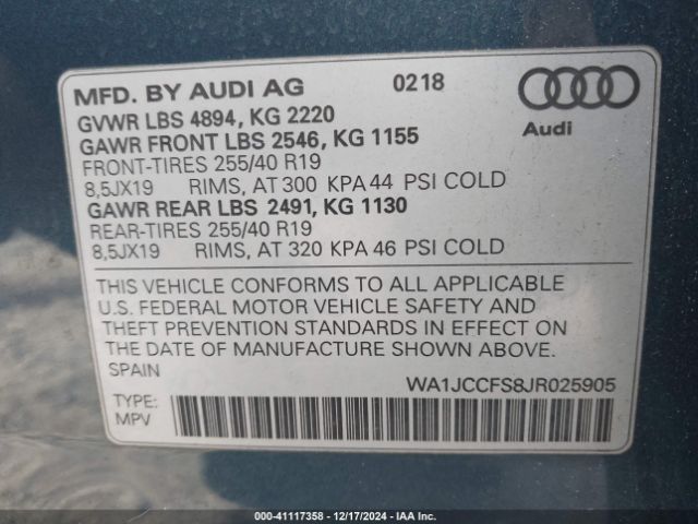 Photo 8 VIN: WA1JCCFS8JR025905 - AUDI Q3 