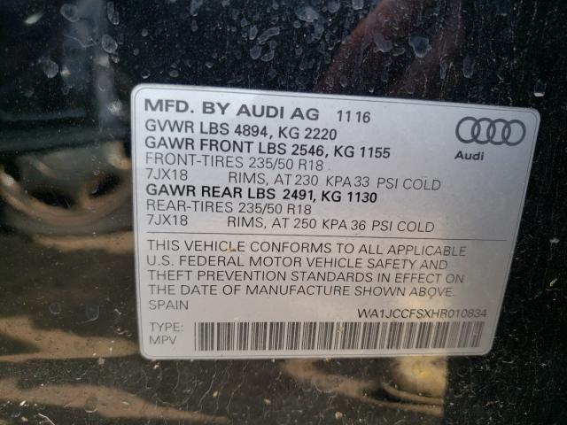 Photo 9 VIN: WA1JCCFSXHR010834 - AUDI Q3 PREMIUM 