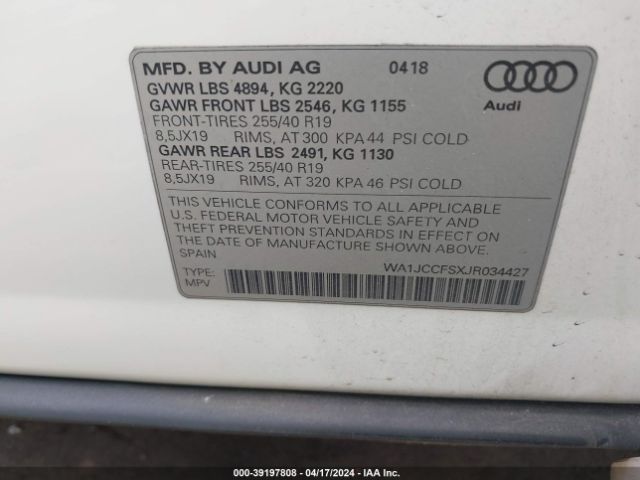 Photo 8 VIN: WA1JCCFSXJR034427 - AUDI Q3 