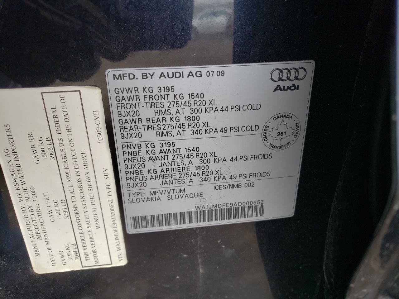 Photo 12 VIN: WA1JMDFE9AD000652 - AUDI Q7 