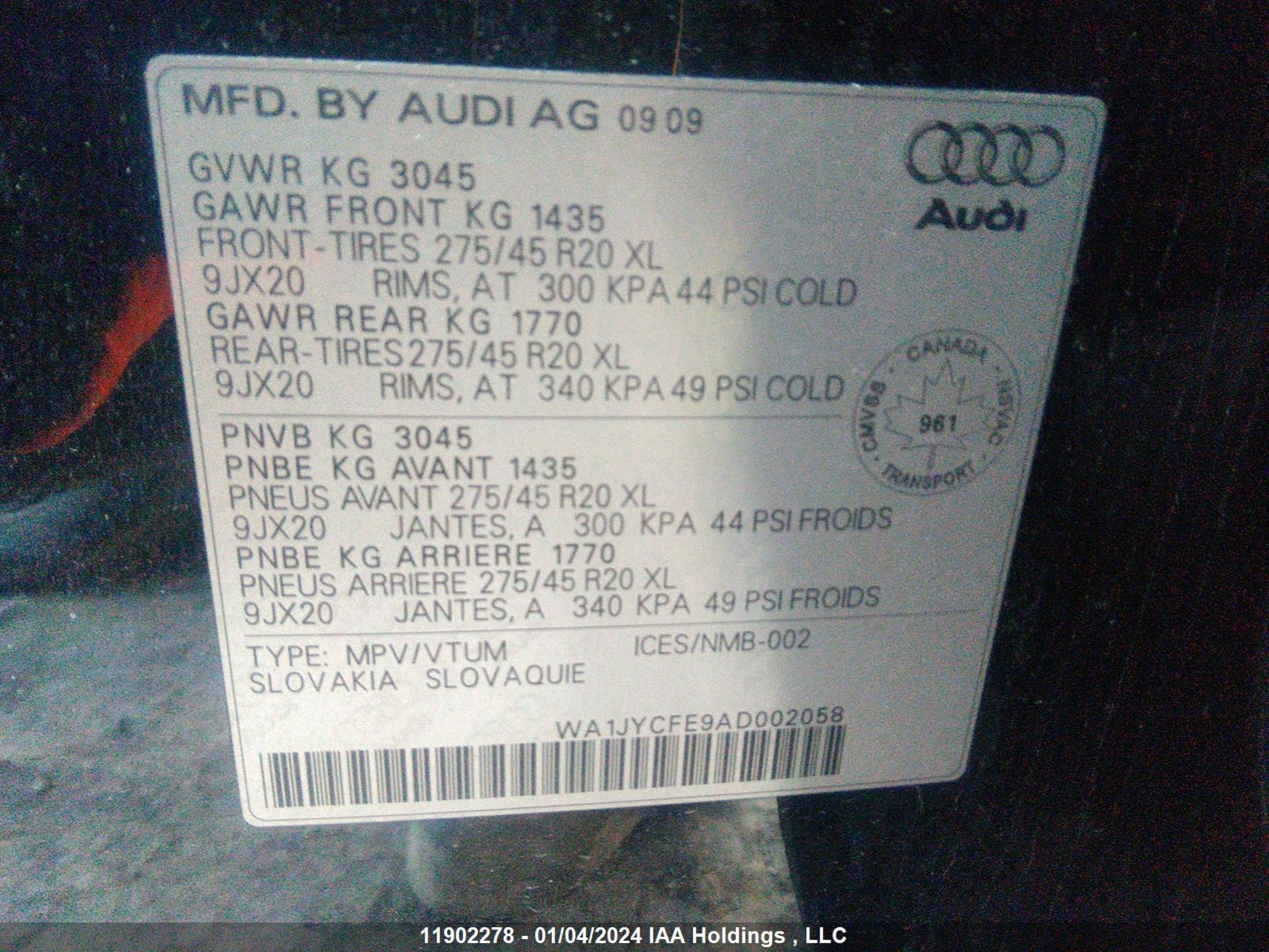 Photo 8 VIN: WA1JYCFE9AD002058 - AUDI Q7 