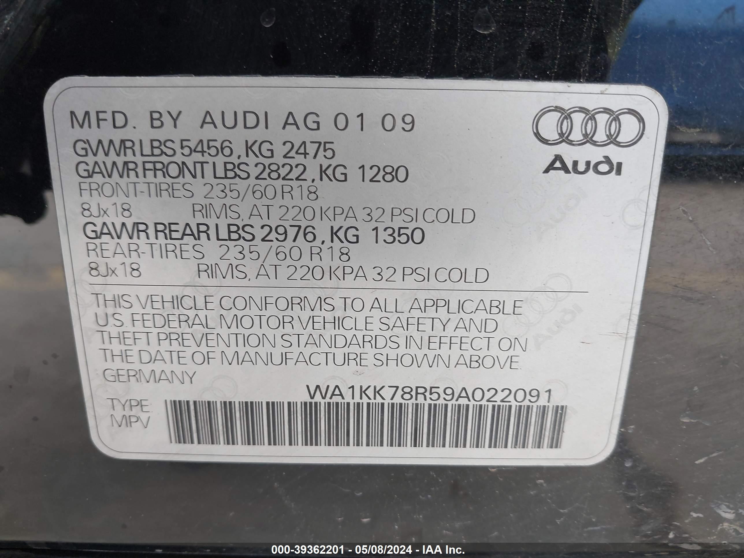 Photo 8 VIN: WA1KK78R59A022091 - AUDI Q5 