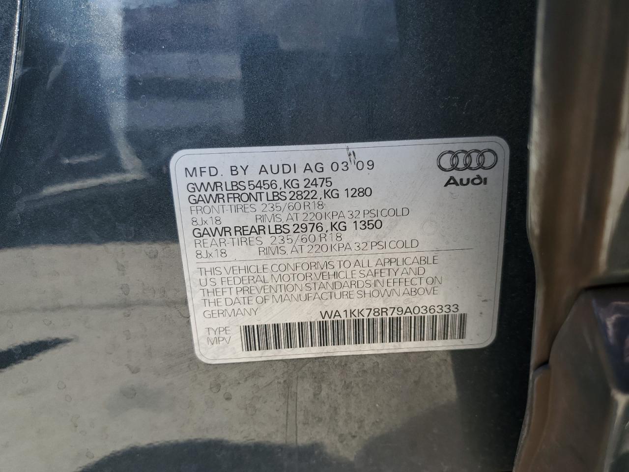 Photo 11 VIN: WA1KK78R79A036333 - AUDI Q5 