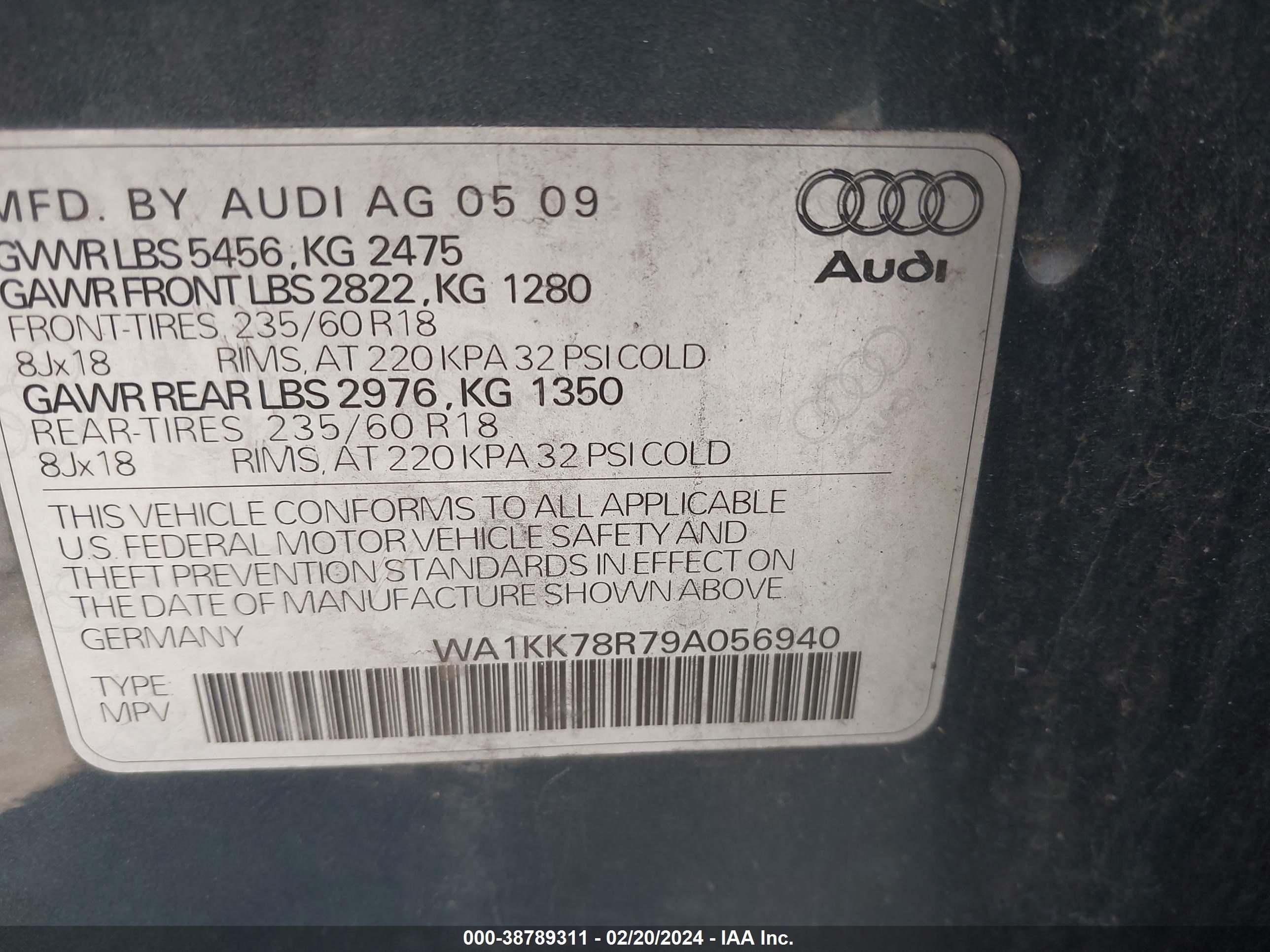 Photo 8 VIN: WA1KK78R79A056940 - AUDI Q5 