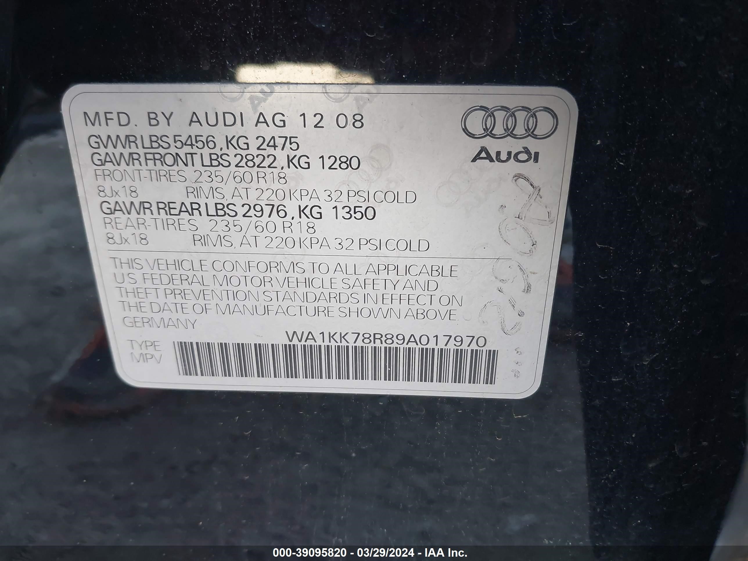 Photo 8 VIN: WA1KK78R89A017970 - AUDI Q5 