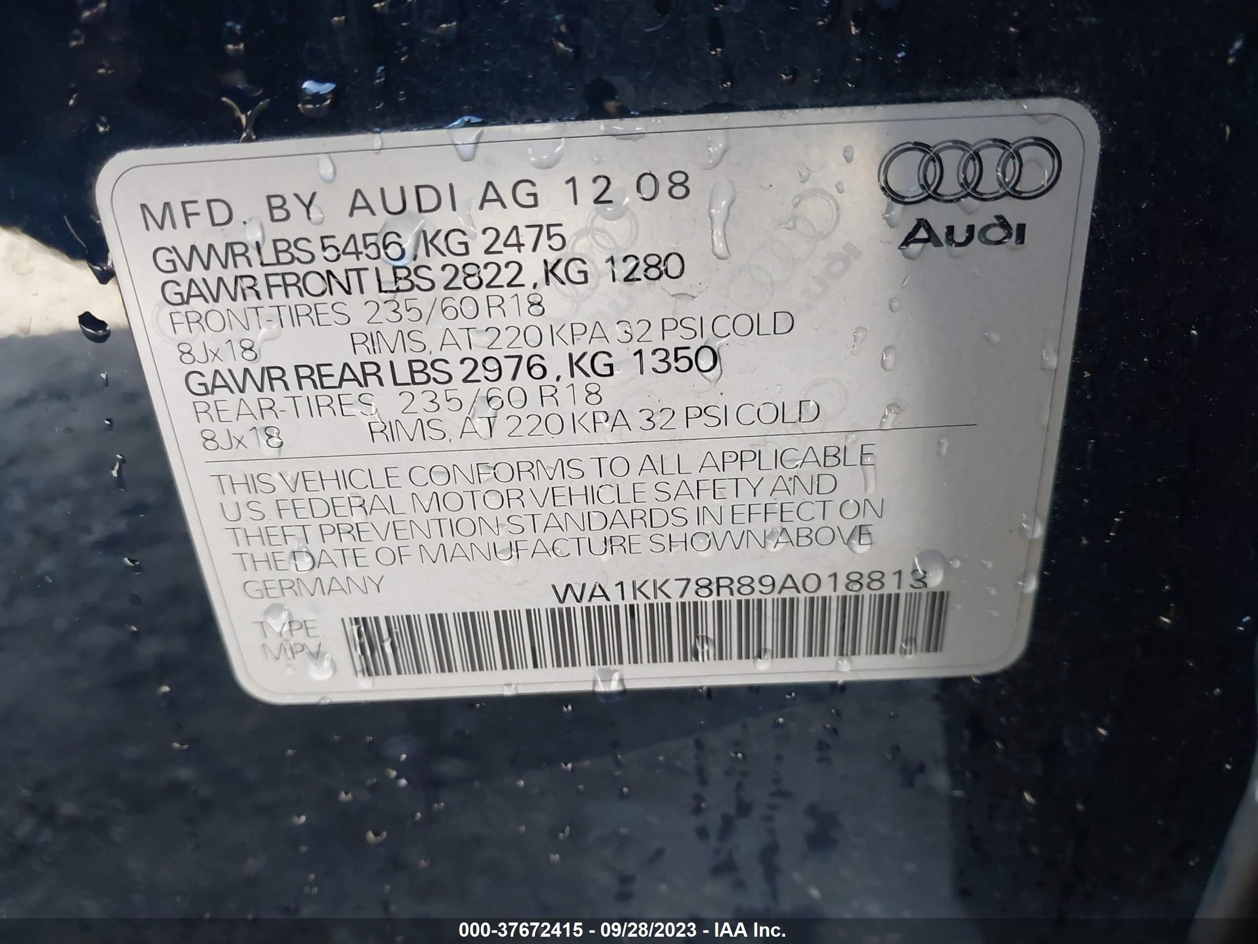 Photo 8 VIN: WA1KK78R89A018813 - AUDI Q5 