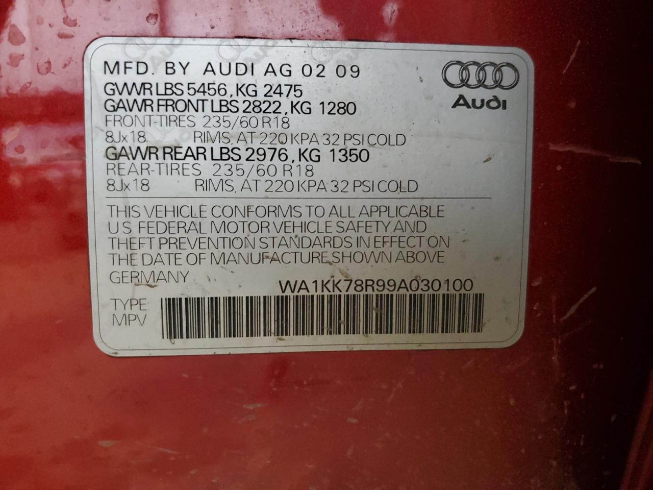 Photo 12 VIN: WA1KK78R99A030100 - AUDI Q5 