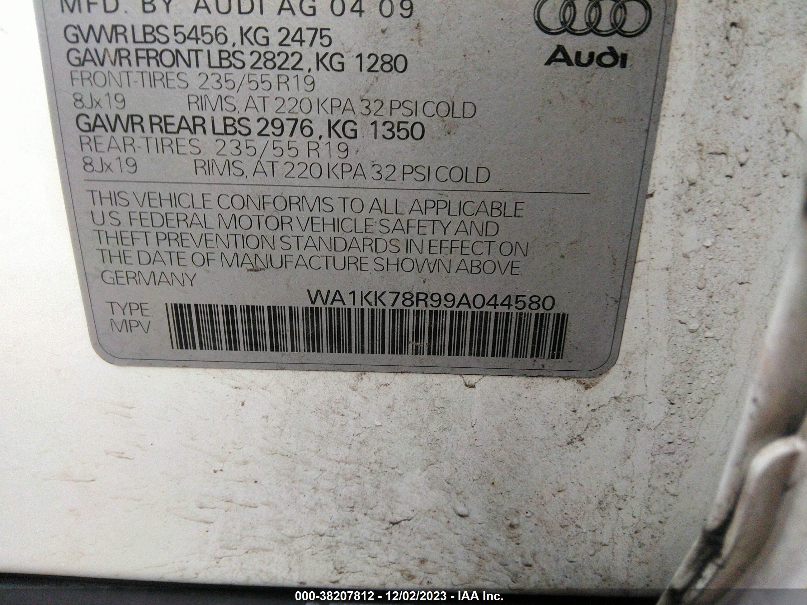 Photo 8 VIN: WA1KK78R99A044580 - AUDI Q5 