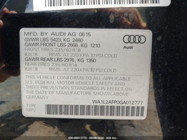 Photo 8 VIN: WA1L2AFP0GA012777 - AUDI Q5 