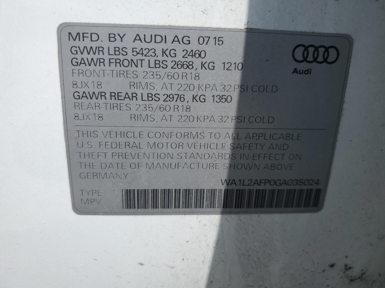 Photo 12 VIN: WA1L2AFP0GA035024 - AUDI Q5 