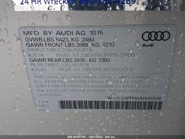 Photo 8 VIN: WA1L2AFP0GA066208 - AUDI Q5 