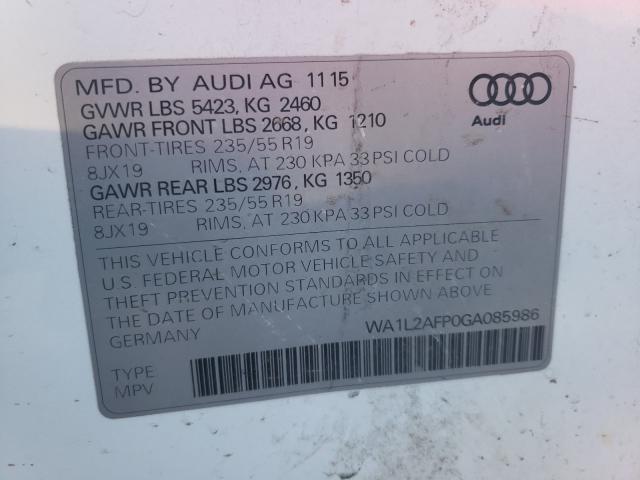 Photo 9 VIN: WA1L2AFP0GA085986 - AUDI Q5 