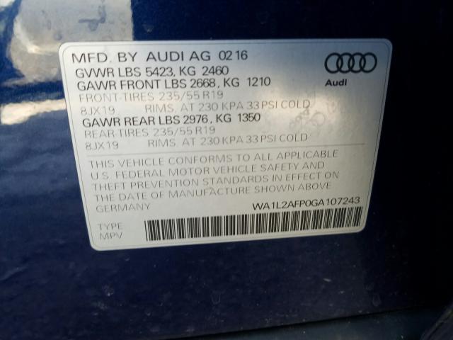 Photo 9 VIN: WA1L2AFP0GA107243 - AUDI Q5 PREMIUM 