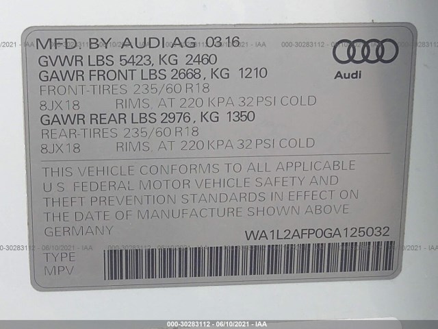 Photo 8 VIN: WA1L2AFP0GA125032 - AUDI Q5 